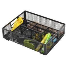 Organizador sobremesa q-connect kf17291 bandeja metálica rejilla negra con 6 departamentos 235x183x65 mm - Imagen 3