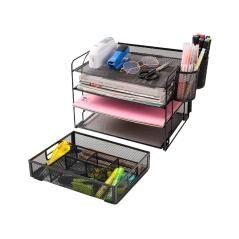 Organizador sobremesa q-connect kf17291 bandeja metálica rejilla negra con 6 departamentos 235x183x65 mm - Imagen 6