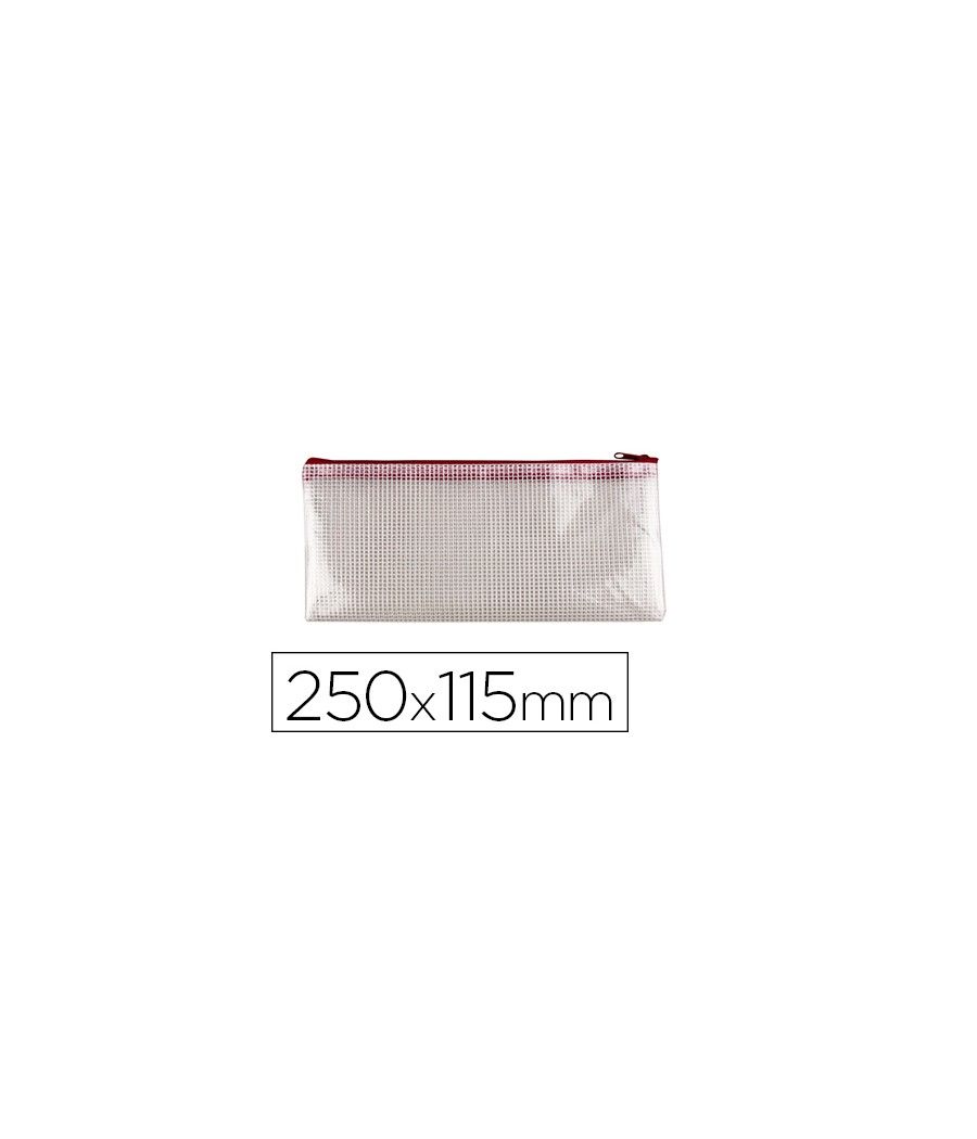 Bolsa multiusos q-connect malla cheque 250x115 mm apertura superior con cremallera rojo - Imagen 2