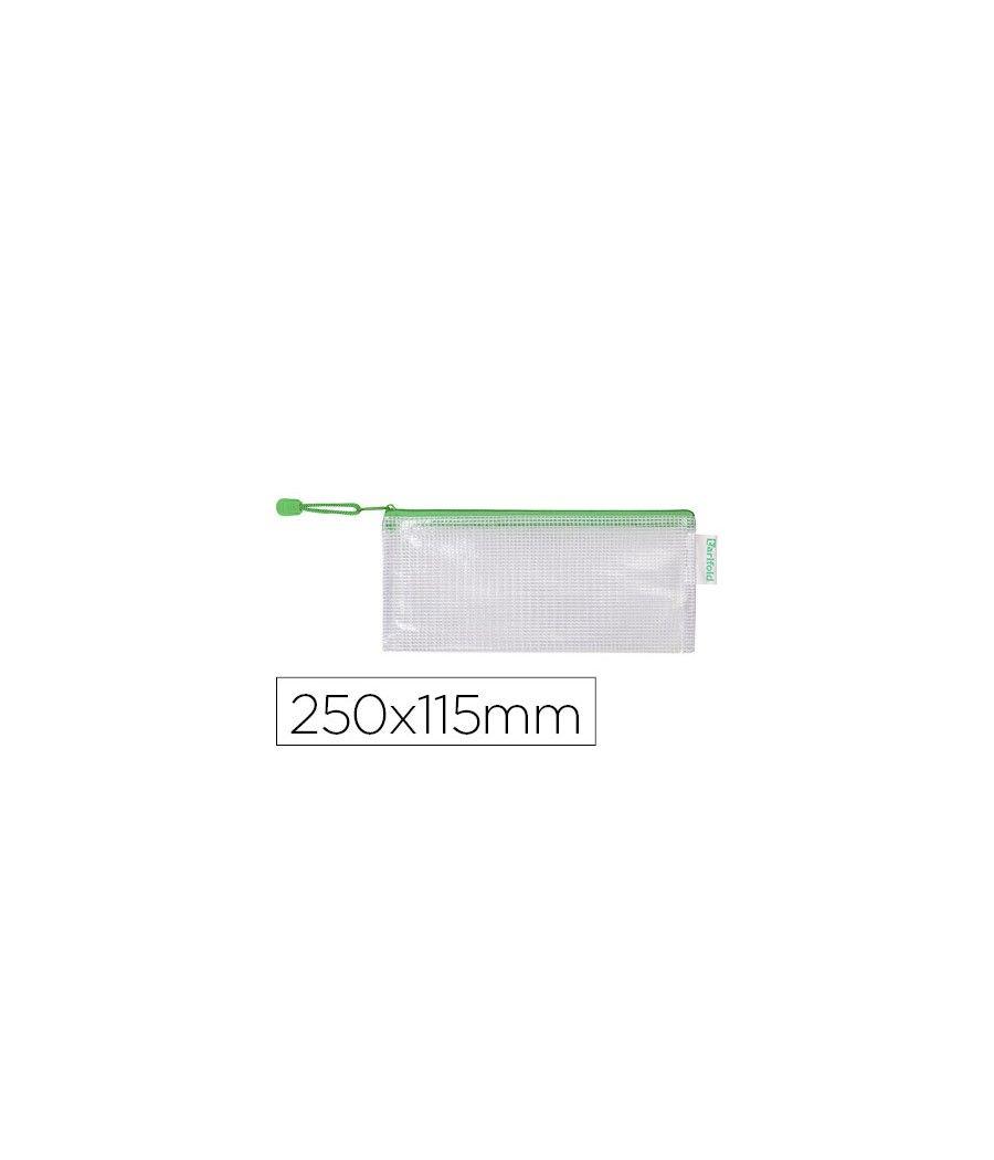 Bolsa multiusos tarifold pvc 250x115 mm apertura superior con cremallera portabolígrafo y correa color verde PACK 8 UNIDADES - I