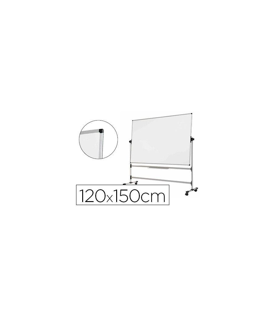 Pizarra blanca bi-office blanca de acero vitrifricado volteable doble cara 120x150 cm - Imagen 2