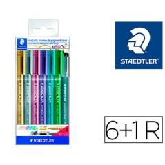 Rotulador staedtler metélico 8323 blister de 6 unidades colores surtidos + 1 rotulador calibrado 308 c2-9