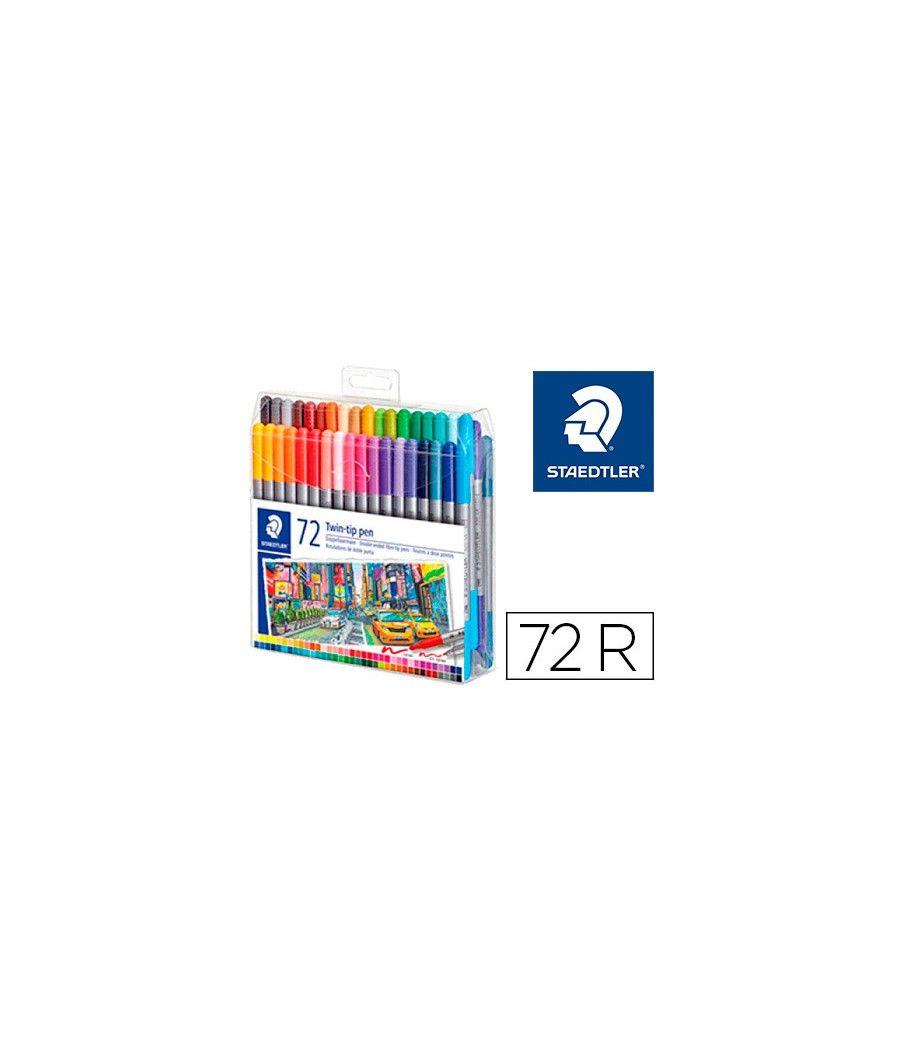 Rotulador staedtler doble punta de fibra 3200 estuche de 72 unidades colores surtidos - Imagen 2