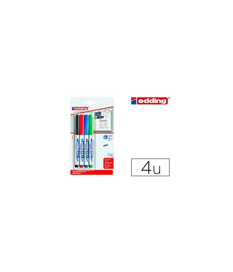 Rotulador edding para pizarra blanca 661 punta redonda 1-2 mm blister de 4 unidades colores surtidas - Imagen 2
