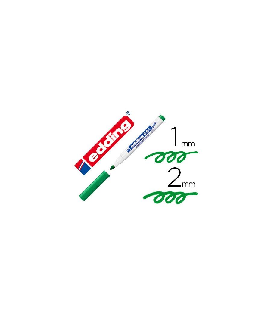 Rotulador edding para pizarra blanca 661 color verde punta redonda 1-2 mm PACK 10 UNIDADES - Imagen 2