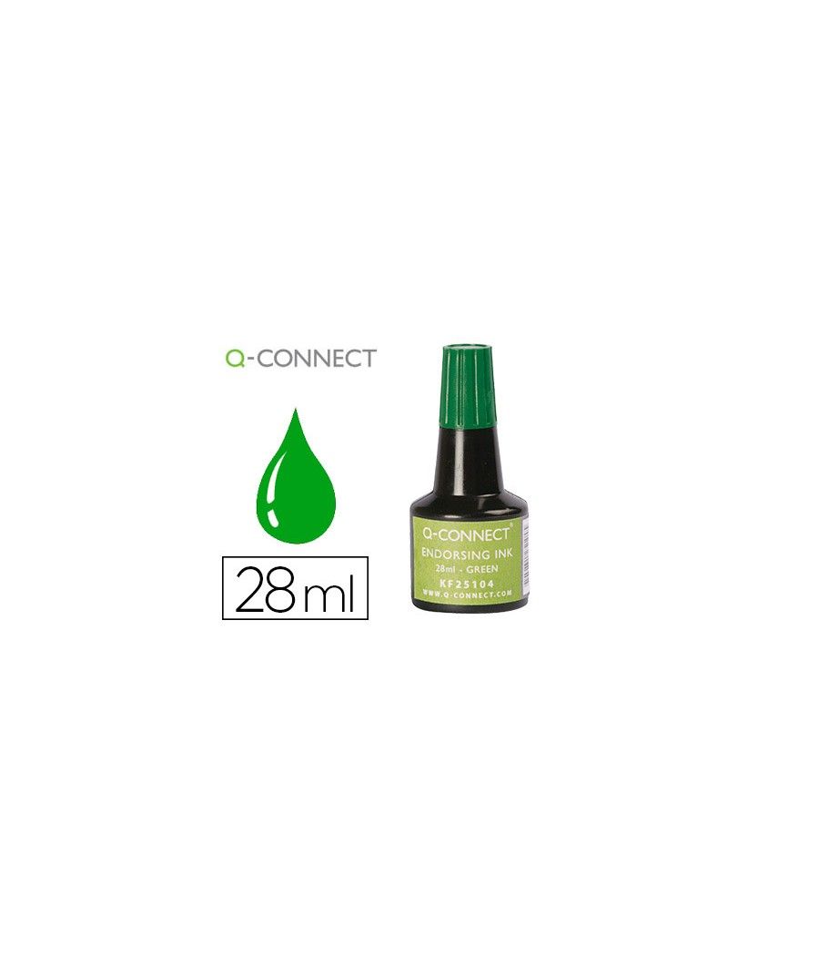 Tinta tampón q-connect verde frasco 28 ml - Imagen 2