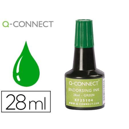 Tinta tampón q-connect verde frasco 28 ml
