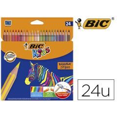 Lápices de colores bic evolution stripes caja de 24 colores surtidos - Imagen 2