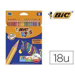 Lápices de colores bic evolution stripes caja de 18 colores surtidos - Imagen 2