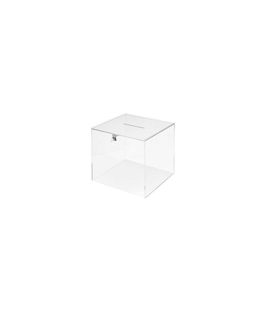 Urna electoral archivo 2000 cuadrada con llave metacrilato 3 mm 300x300x300 mm - Imagen 2