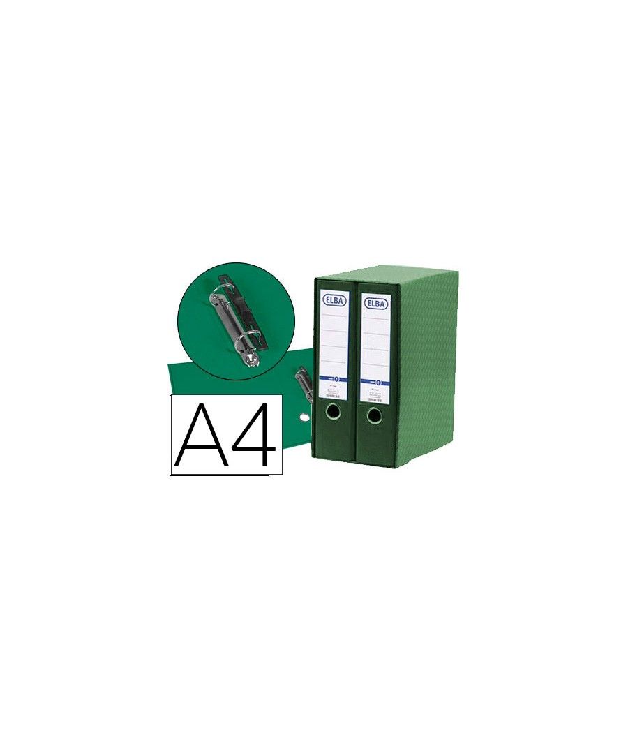 Modulo elba 2 archivadores de palanca din a4 con rado 2 anillas verde lomo de 80 mm - Imagen 2