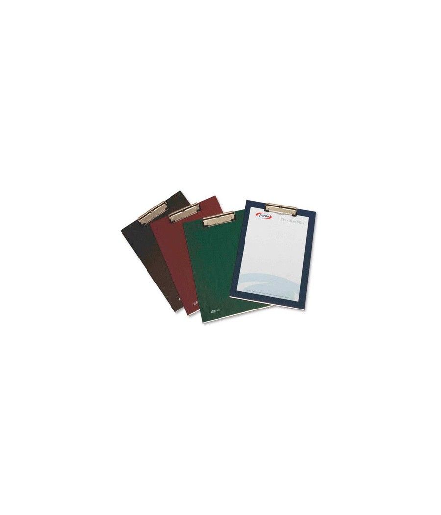 Portanotas pardo cartón forrado pvc folio con pinza metálica burdeos - Imagen 2
