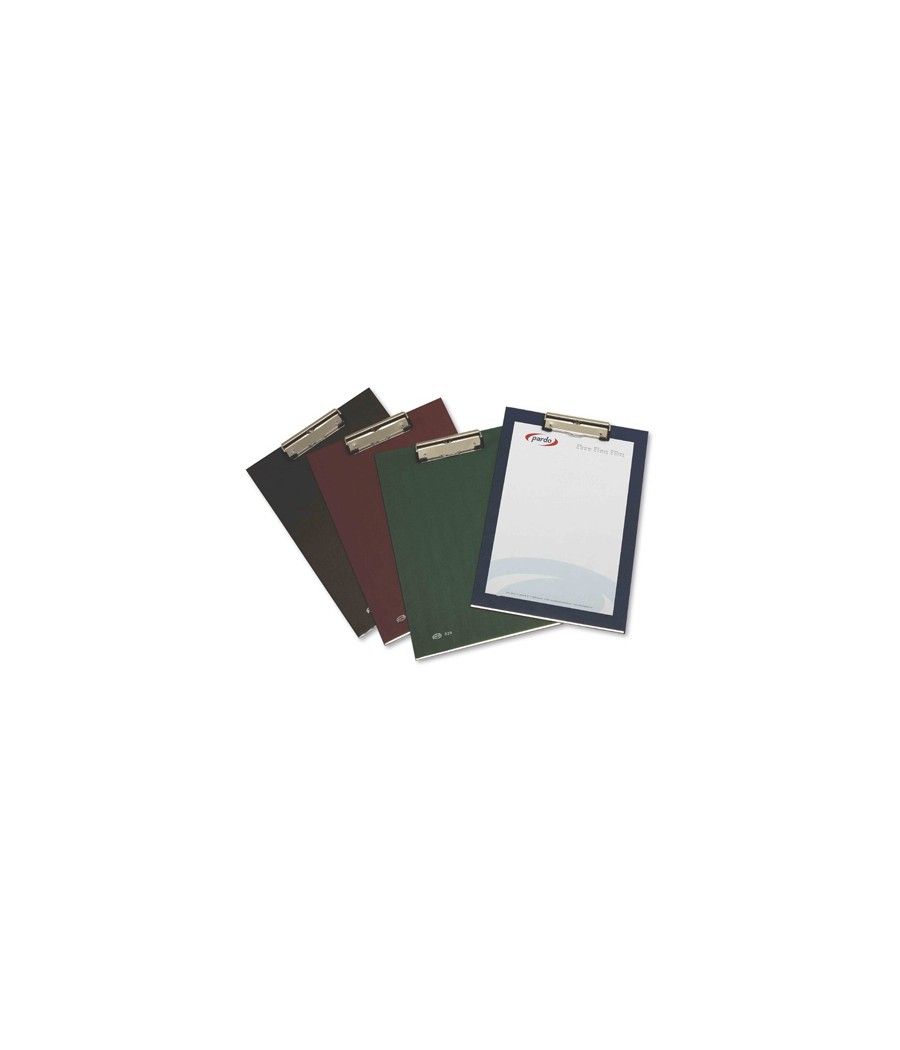 Portanotas pardo cartón forrado pvc folio con pinza metálica negro - Imagen 2