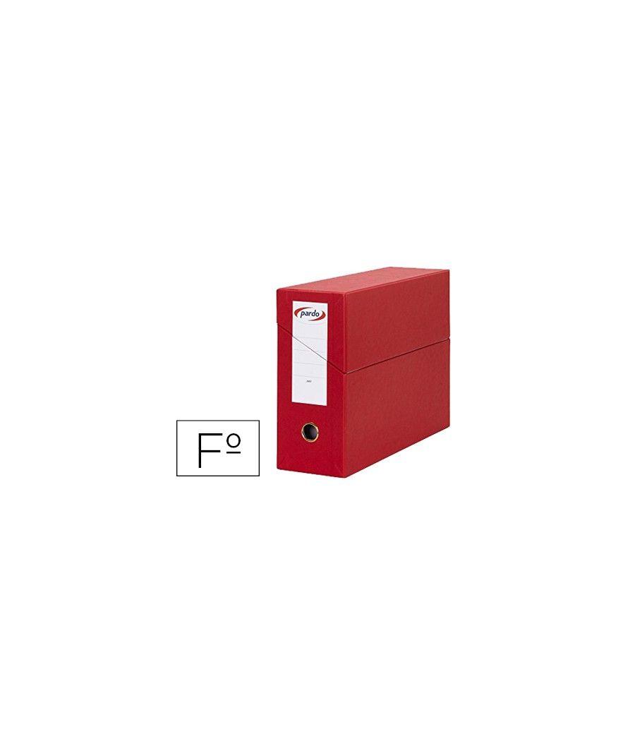 Caja transferencia pardo folio forrado extra doble lomo 80 mm estuche interior con tarjetero roja - Imagen 2