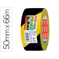 Cinta adhesiva tesa de seguridad amarilla y negra polipropileno 66 mt x 50 mm - Imagen 2