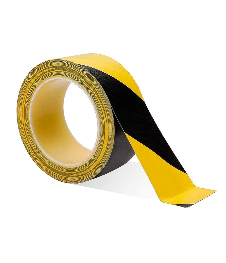 Cinta adhesiva tesa de seguridad amarilla y negra polipropileno 66 mt x 50 mm - Imagen 4