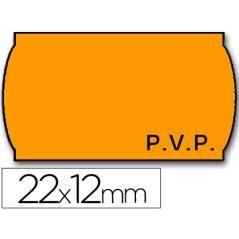 Etiquetas meto onduladas 22 x 12 mm pvp naranja flúor removible rollo 1500 etiquetas - Imagen 2