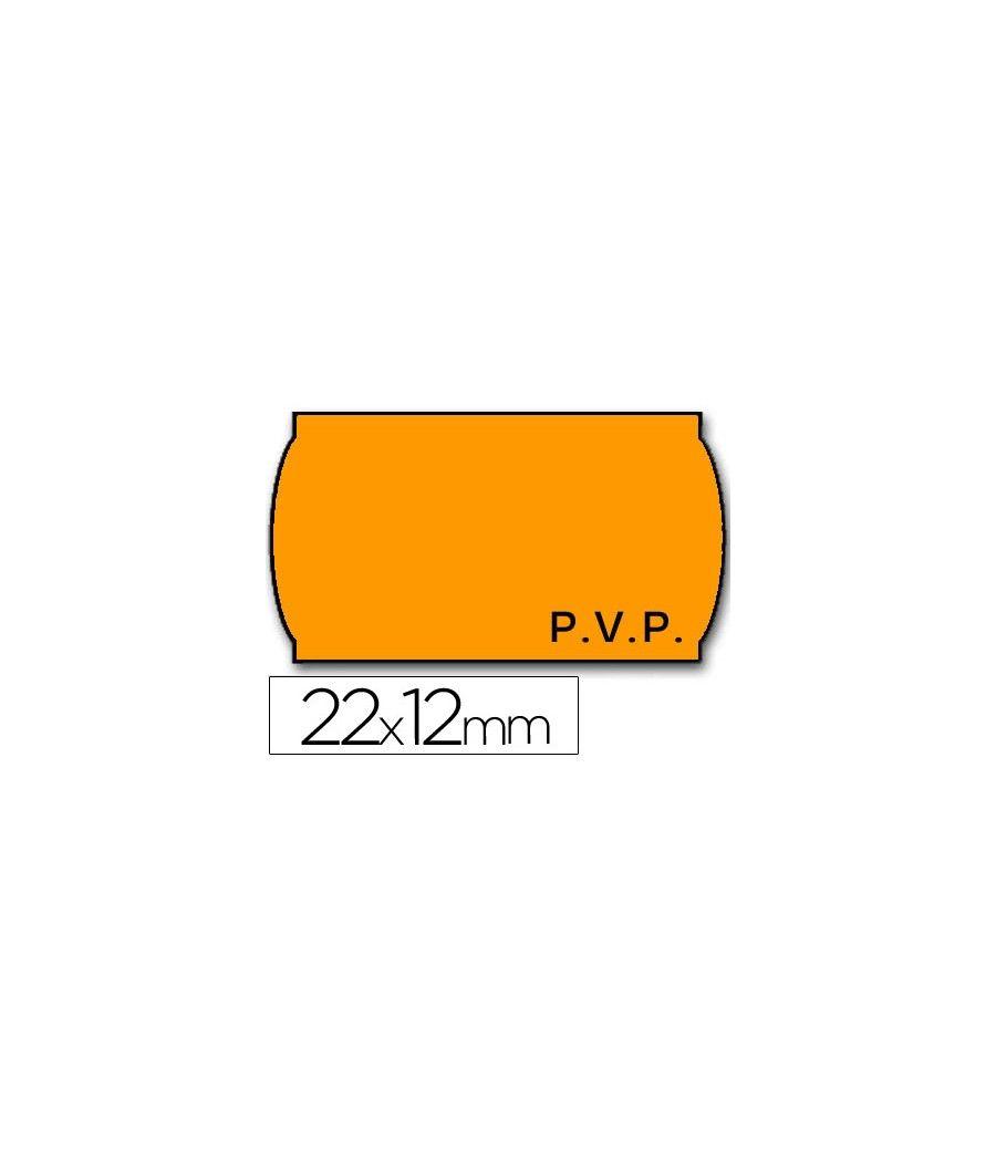 Etiquetas meto onduladas 22 x 12 mm pvp naranja flúor removible rollo 1500 etiquetas - Imagen 2