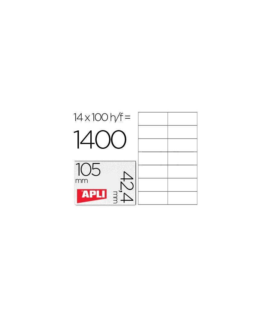 Etiqueta adhesiva apli 1277 tamaño 105x42.4 mm -fotocopiadora -láser e inkjet-caja con 1400 etiquetas - Imagen 2