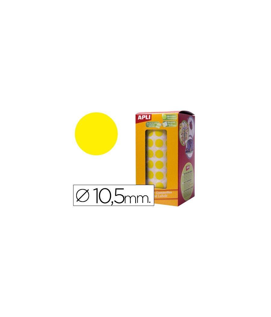 Gomets autoadhesivos circulares 10,5mm amarillo en rollo - Imagen 2