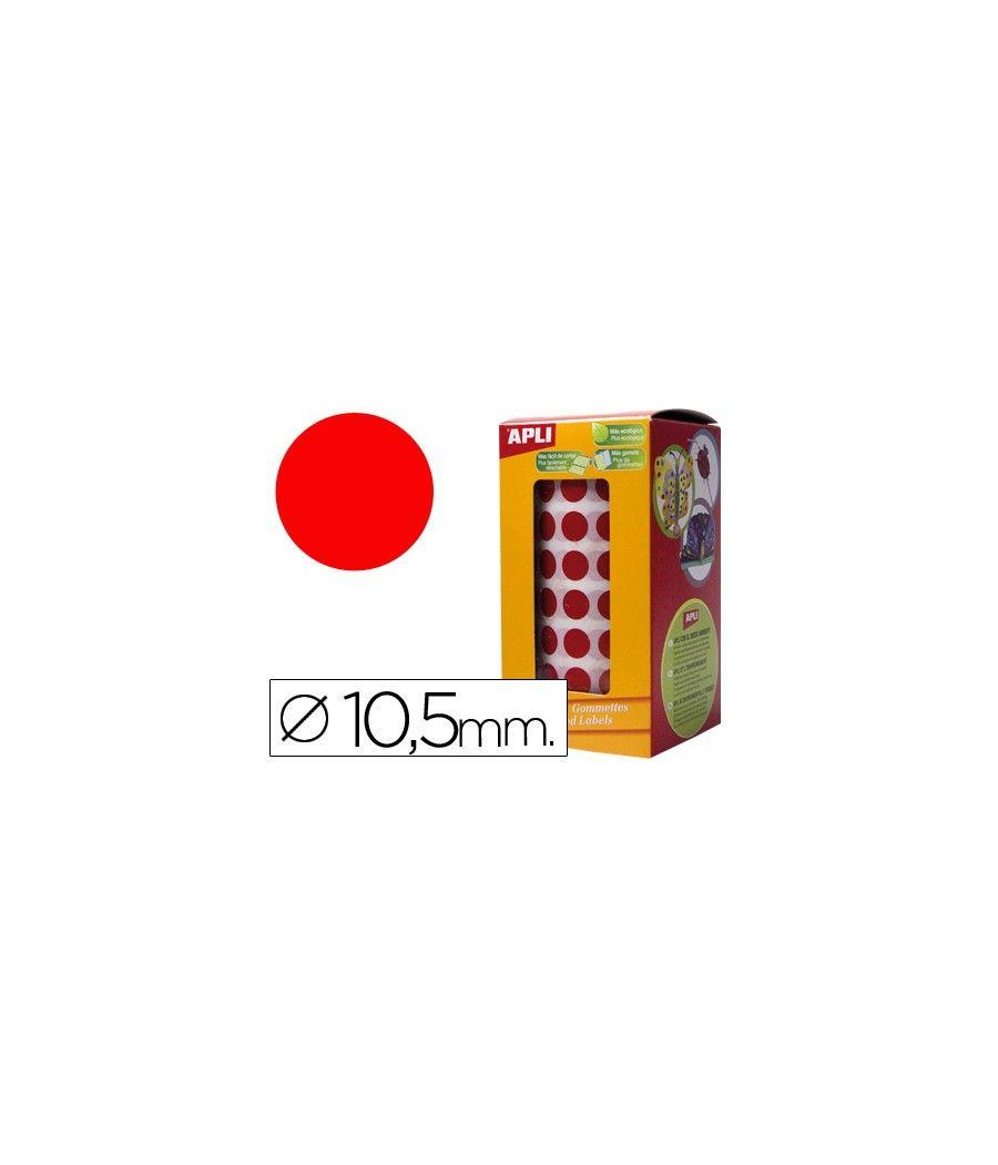 Gomets autoadhesivos circulares 10,5 mm rojo en rollo - Imagen 2