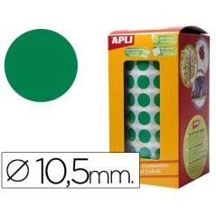 Gomets autoadhesivos circulares 10,5mm verde en rollo - Imagen 2
