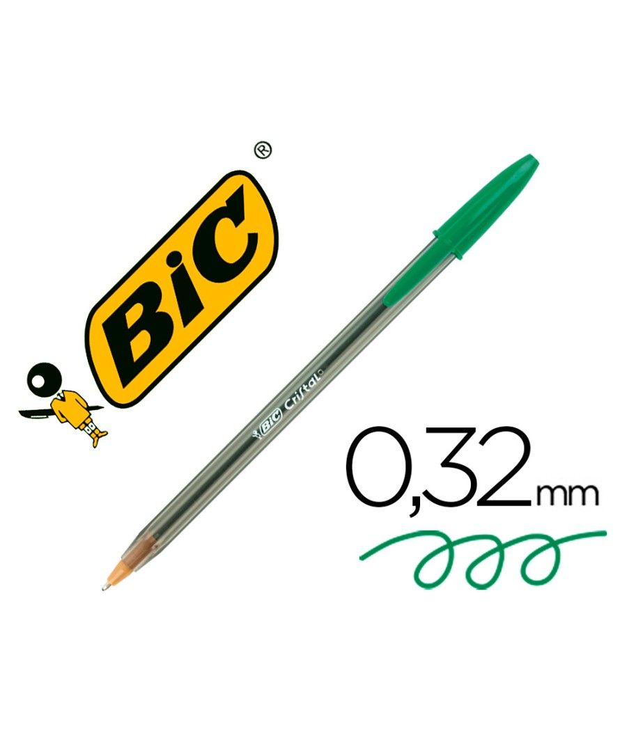 Bolígrafo bic cristal verde unidad PACK 50 UNIDADES - Imagen 5