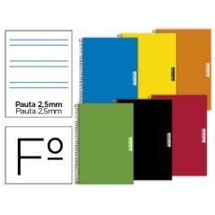 Cuaderno espiral papercop folio tapa extradura 80 hojas pauta 5 2,5 mm con margen 70 gr colores surtidos PACK 6 UNIDADES - Image