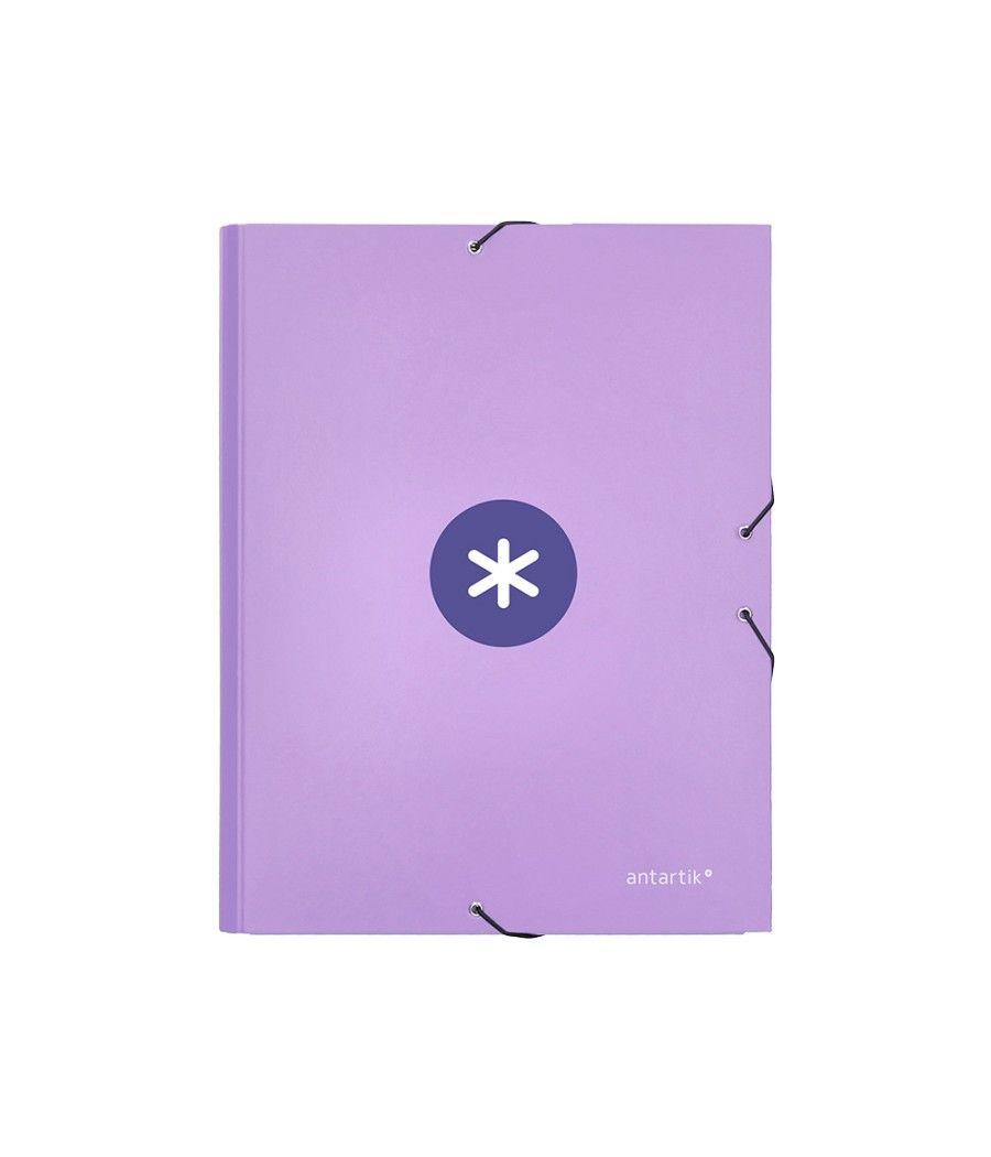 Carpeta liderpapel antartik gomas a4 3 solapas cartón forrado color lavanda - Imagen 3