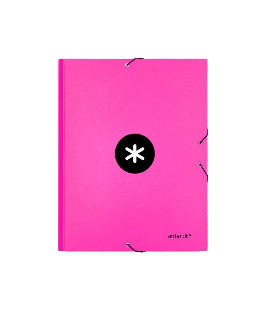 Carpeta liderpapel antartik gomas a4 3 solapas cartón forrado color rosa - Imagen 3