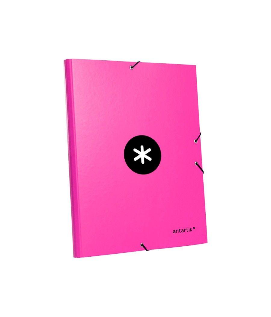 Carpeta liderpapel antartik gomas a4 3 solapas cartón forrado color rosa - Imagen 4