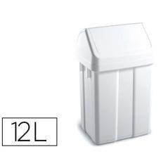 Papelera contenedor tts plástico con tapadera max 12 litros blanca 400x230x200 mm - Imagen 2