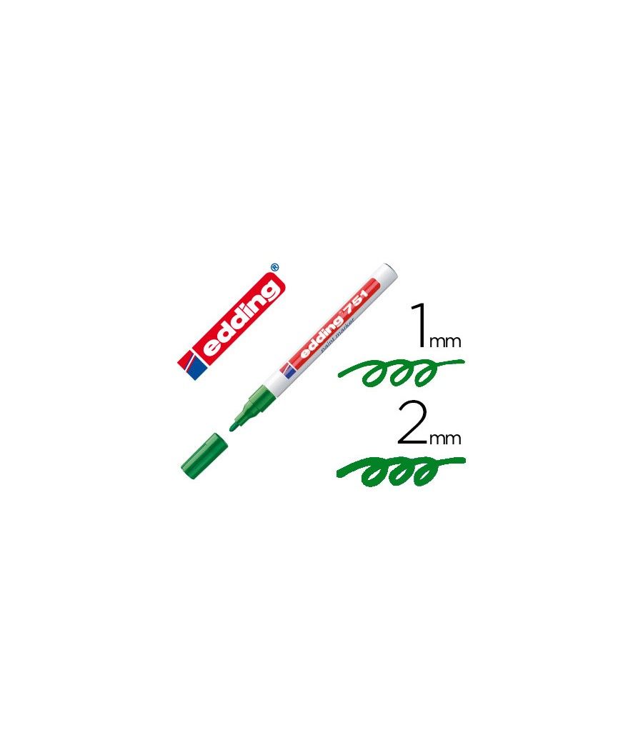 Rotulador edding punta fibra 751 verde punta redonda 1-2 mm PACK 10 UNIDADES - Imagen 2