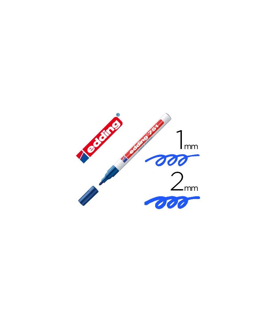 Rotulador edding punta fibra 751 azul punta redonda 1-2 mm PACK 10 UNIDADES - Imagen 2
