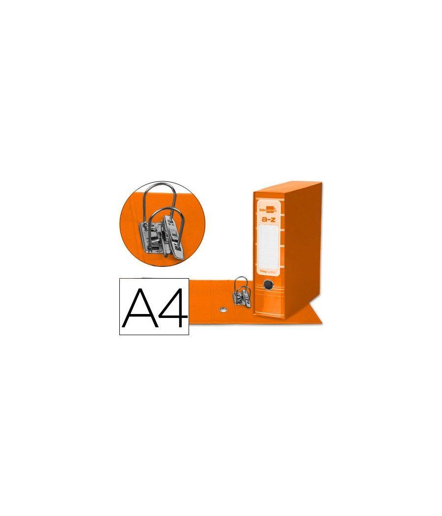 Archivador de palanca liderpap el a4 filing system forrado sin rado lomo 80mm naranja con caja y compresor metélico - Imagen 2