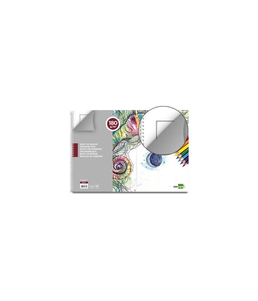 Bloc dibujo liderpapel lineal espiral 460x325mm 20 hojas 180 g/m2 con recuadroperforado - Imagen 2