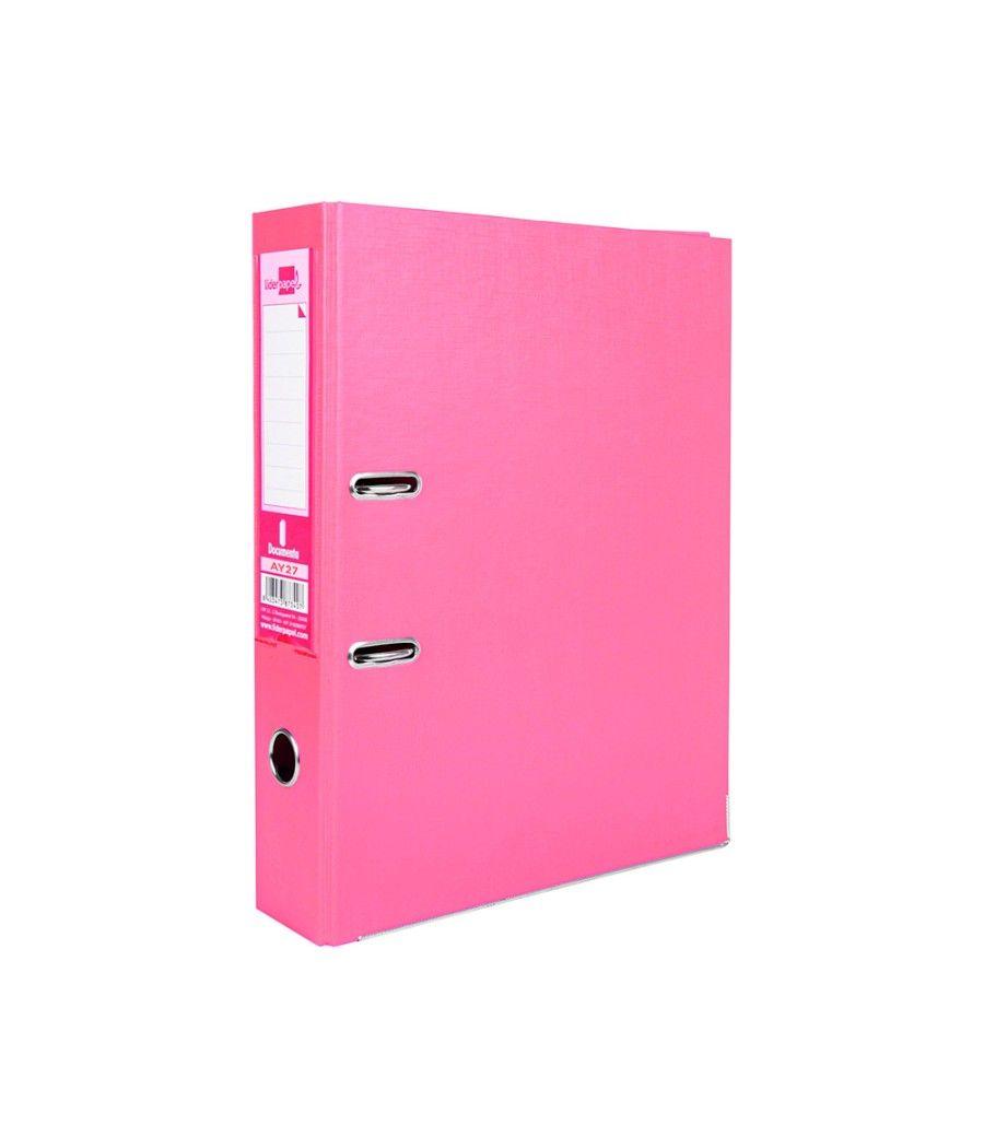 Archivador de palanca liderpapel folio documenta forrado pvc con rado lomo 75 mm rosa compresor metélico - Imagen 3