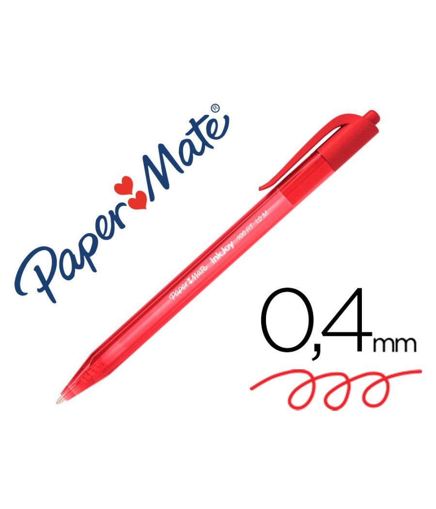 Bolígrafo paper mate inkjoy 100 retráctil punta media rojo PACK 20 UNIDADES - Imagen 2