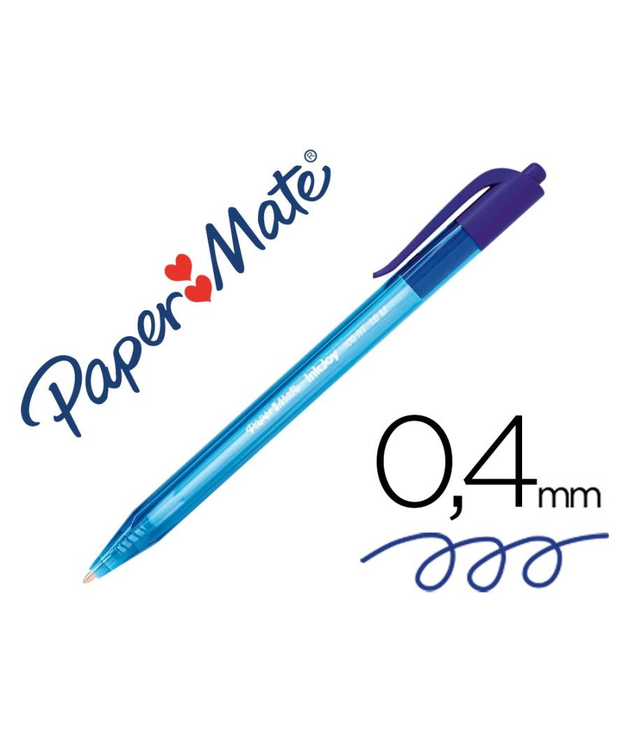 Bolígrafo paper mate inkjoy 100 retráctil punta media azul PACK 20 UNIDADES - Imagen 2