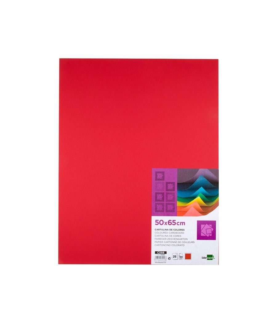 Cartulina liderpapel 50x65 cm 180g/m2 rojo navidad paquete de 25 - Imagen 3