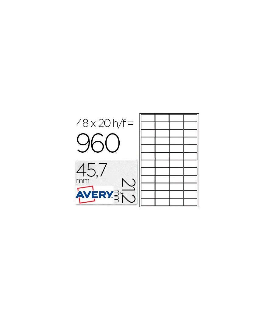 Etiqueta adhesiva avery poliéster plata 45,7 x 21,2 mm láser pack de 960 unidades - Imagen 2