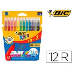 Rotulador bic kids couleur estuche de 10+2 colores tinta base de agua lavable - Imagen 2