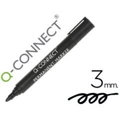 Rotulador q-connect marcador permanente negro punta redonda 3.0 mm PACK 10 UNIDADES