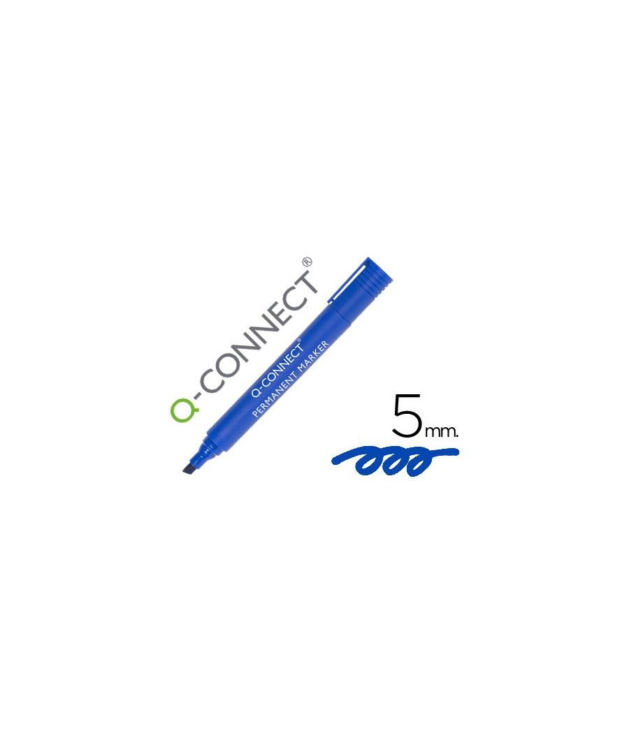 Rotulador q-connect marcador permanente azul punta biselada 5.0 mm PACK 10 UNIDADES - Imagen 2