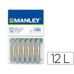 Lápices cera manley unicolor gris n.72 caja de 12 unidades - Imagen 2