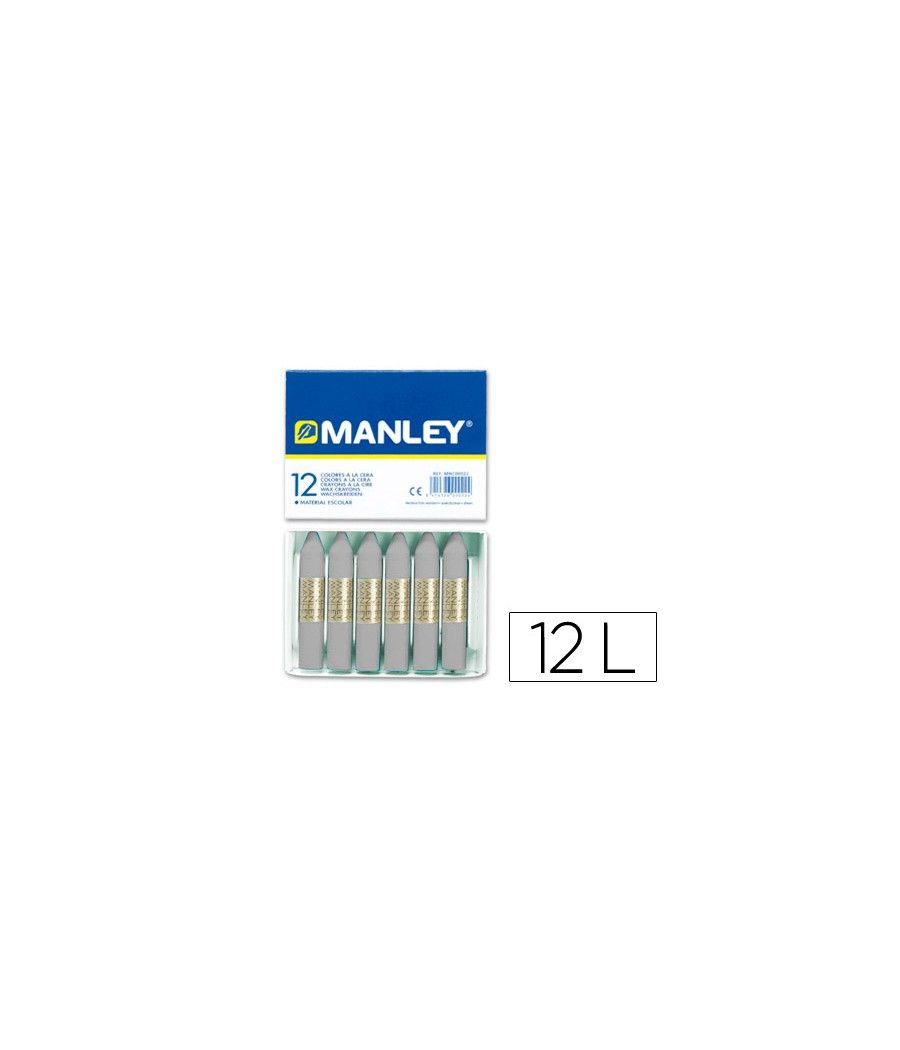 Lápices cera manley unicolor gris n.72 caja de 12 unidades - Imagen 2