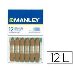 Lápices cera manley unicolor tierra sombra tostado n.68 caja de 12 unidades - Imagen 2