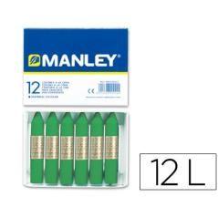 Lápices cera manley unicolor verde primavera n.25 caja de 12 unidades - Imagen 2