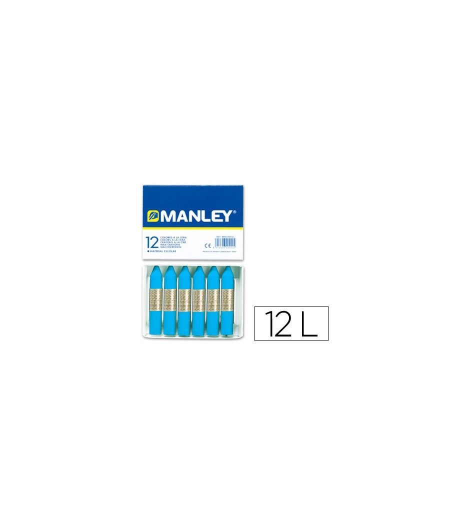 Lápices cera manley unicolor azul cobalto n.20 caja de 12 unidades - Imagen 2