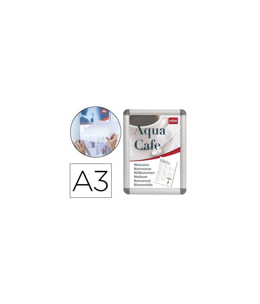 Marco porta anuncios nobo clipdown din a3 marco de aluminio con cantóneras 33,5x45,8x1,7 cm - Imagen 2